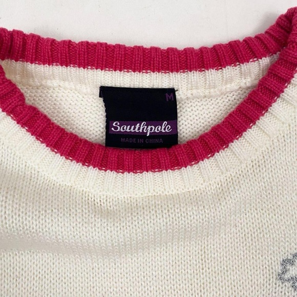 2000s South Pole white and pink embroidered Sweater - Picture 4 of 6